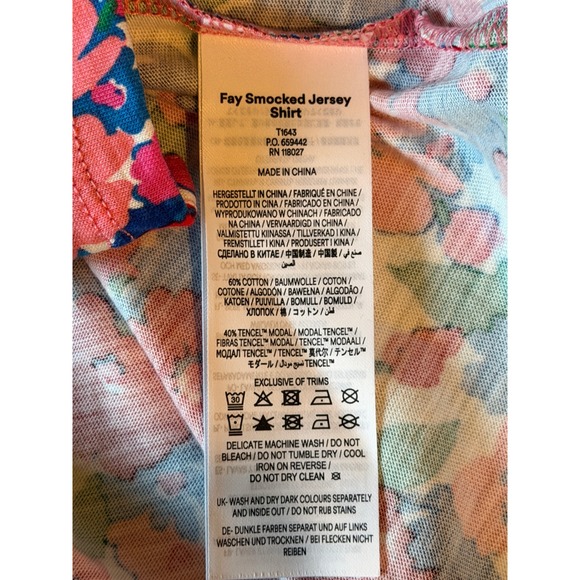 NWOT Boden | Fay Smocked Jersey Shirt Size 6 Floral Smocked Cotton/Modal - Picture 12 of 12